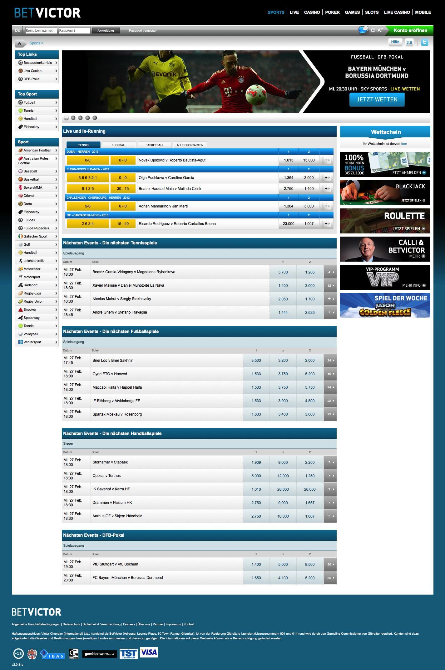 Betvictor Webseite mit besten Wettquoten und Bonus